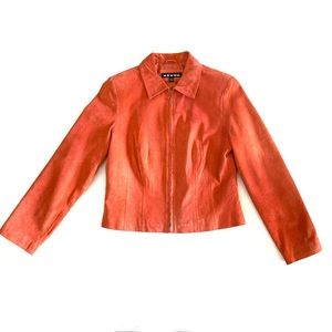 REVUE Orange Suede Leather Zip Jacket
